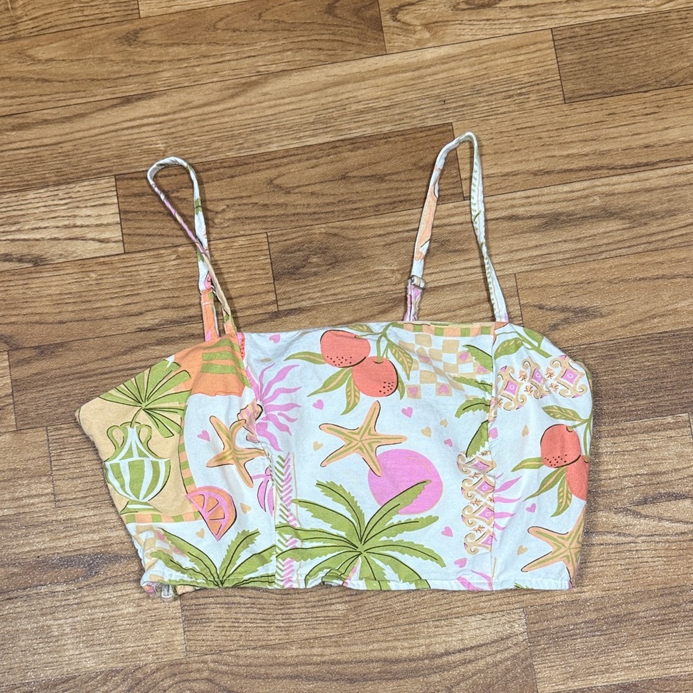 Tropical Print Crop Top